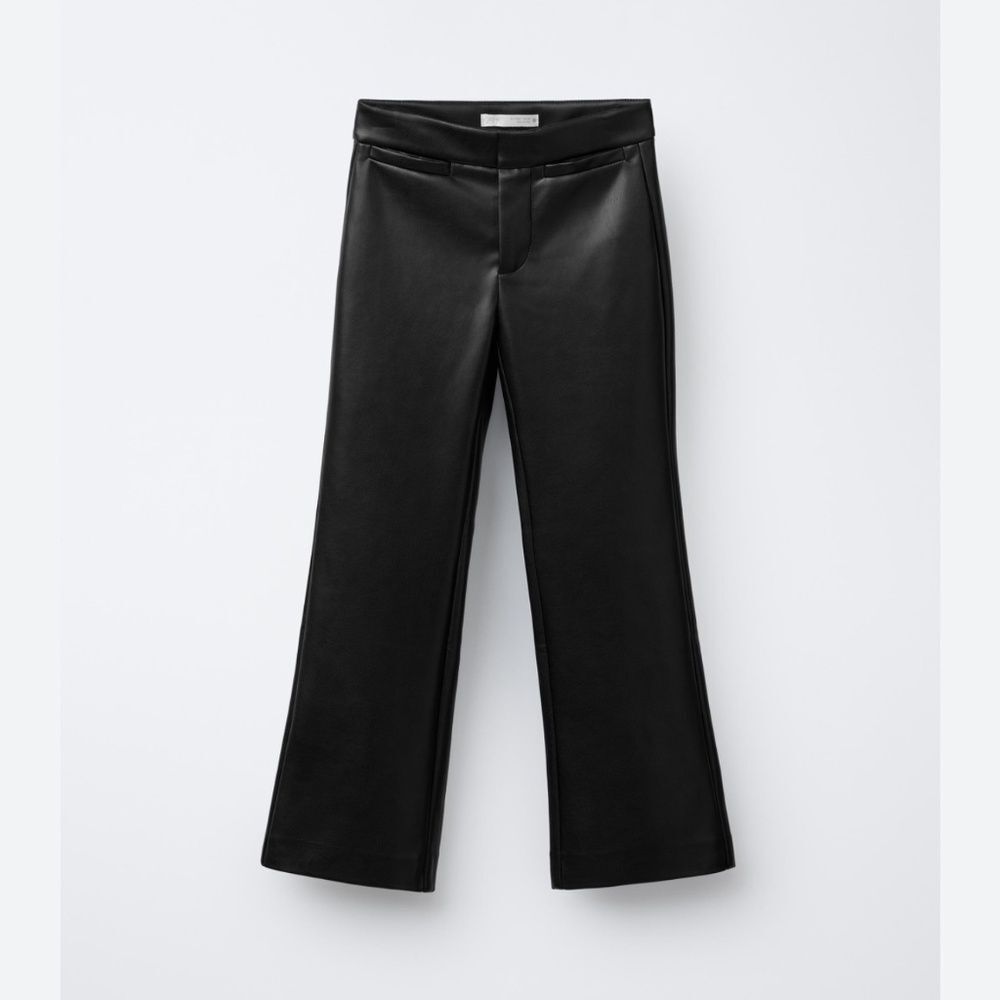 ZARA Faux Leather Black Flare Pants